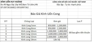 báo gia kính cong bán cường lực