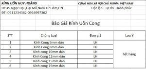 báo giá kính cong dán